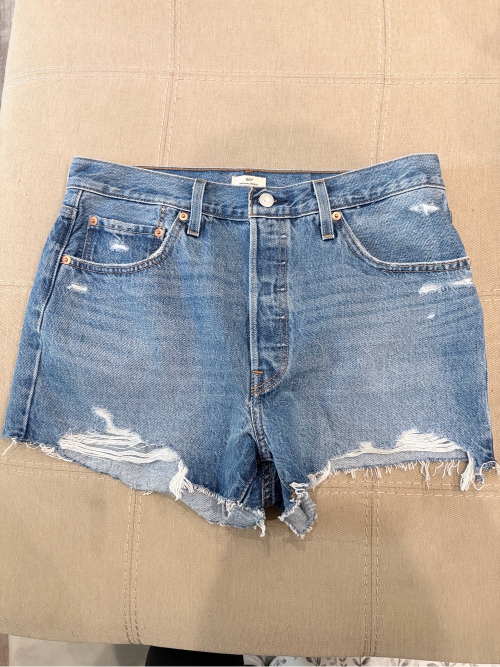 Women's Levi’s Strauss Distressed High-Rise Denim Shorts - Blue